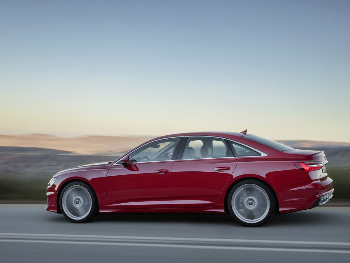 The Audi A6 Saloon moving down the motorway 