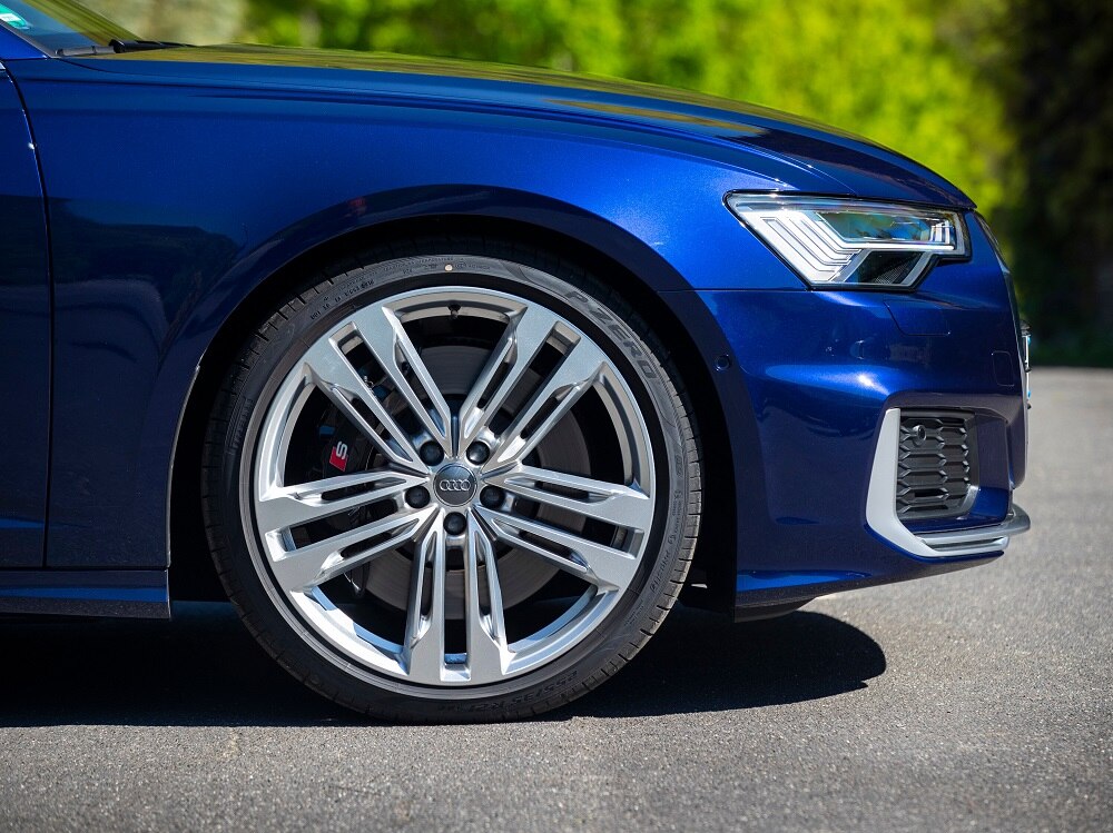 Close up of Audi S6 Saloon front wheel