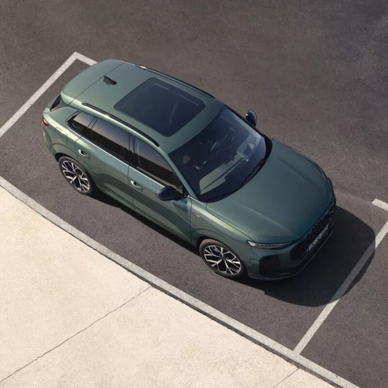 Aerial image of the Audi Q3 SUV in a parking space