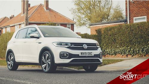 A Pure White VW T-Cross at the roadside