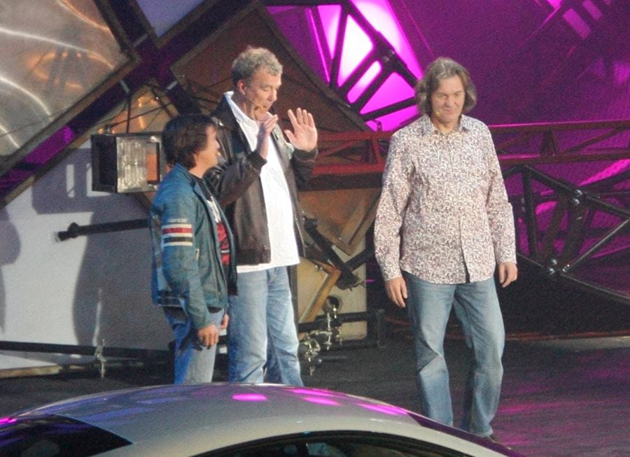 Richard Hammond, Jeremy Clarkson and James May presenting Top Gear (L-R)
