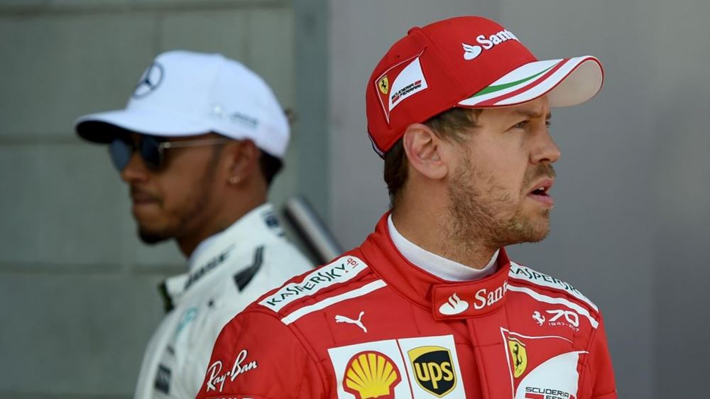 Formula 1's Sebastian Vettel and Lewis Hamilton