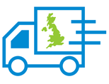 Lookers Nationwide Delivery showing Van illustration with a map of the UK.