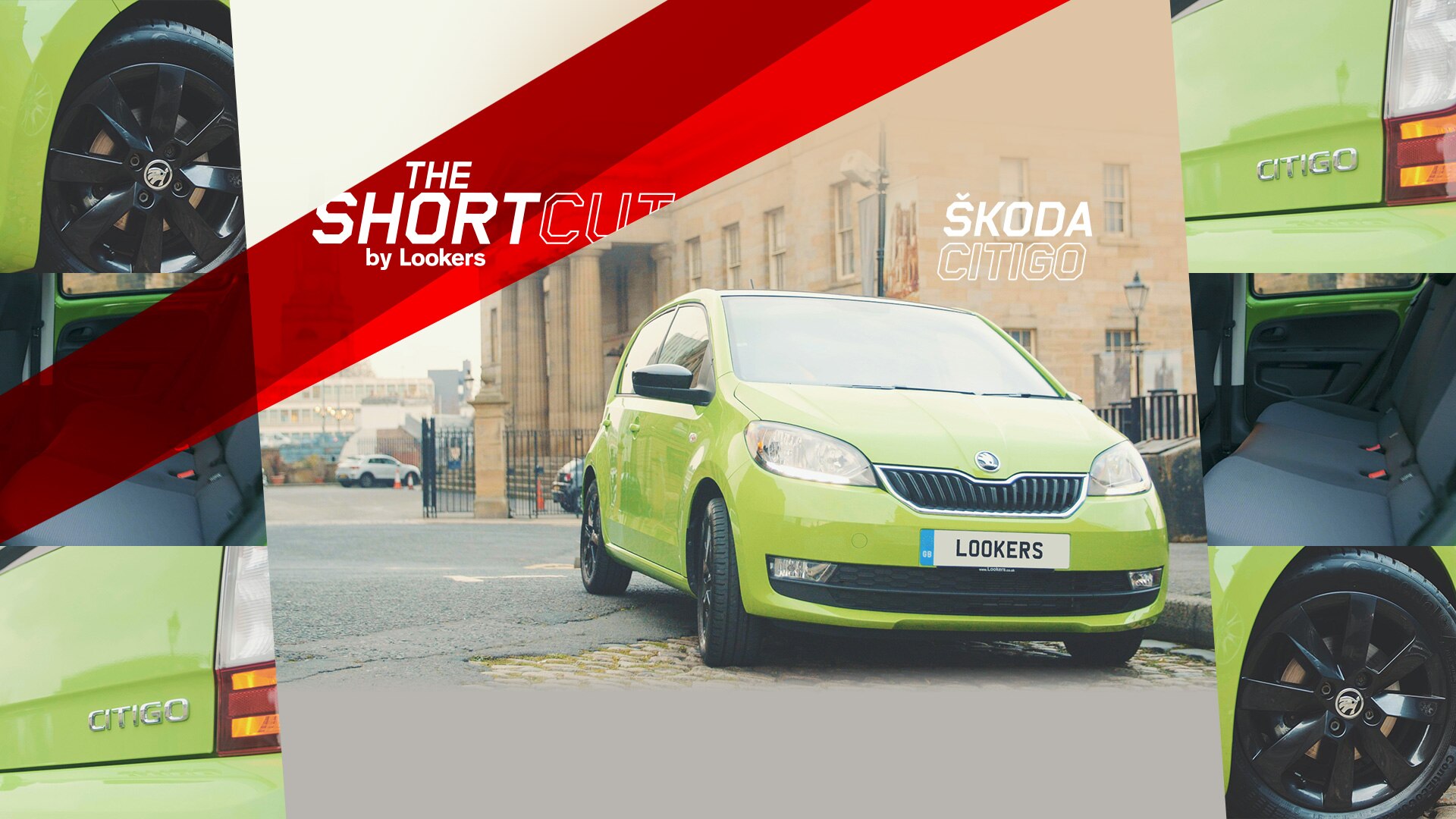 A lime green Skoda Citigo parked by the Vermont in Newcastle