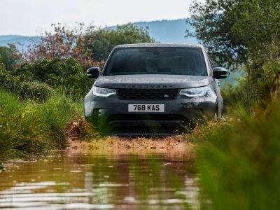 Discovery driving through water