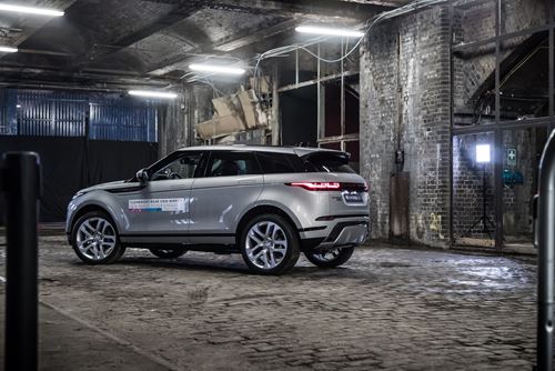A silver Range Rover Evoque, used in the manufacturer's demo event for the new model