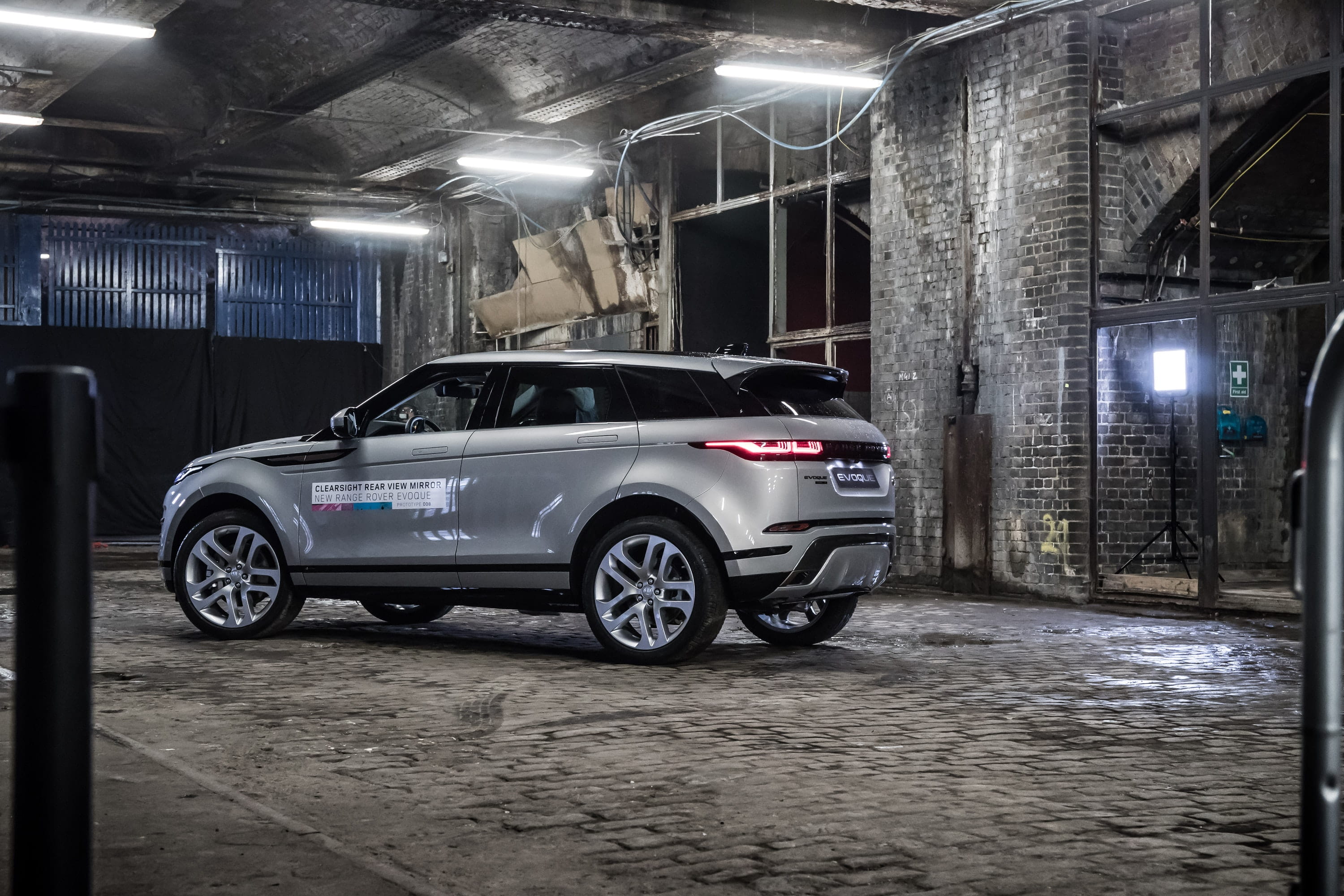 A silver Range Rover Evoque, used in the manufacturer's demo event for the new model